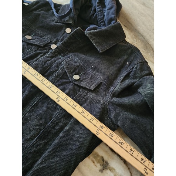 DEAR JOHN Anthropology Womens Corduroy Plaid‎ Jacket Blue Green Hooded Size S - Picture 8 of 9